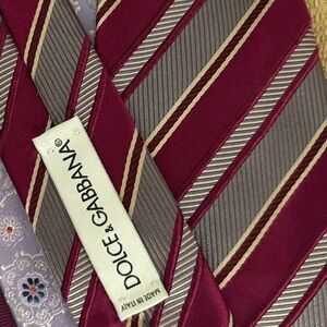 Dolce & Gabbana Burgundy and Gray Diagonal Tie